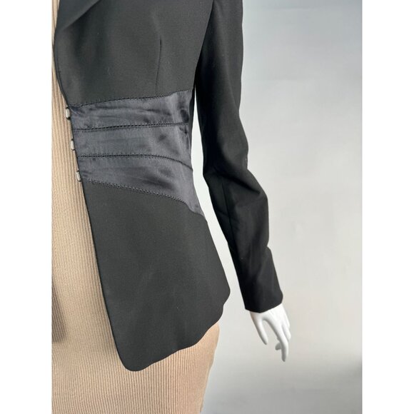 Bebe Satin Waisted Jacket Size 4 Black Polyester Blend - Picture 8 of 16